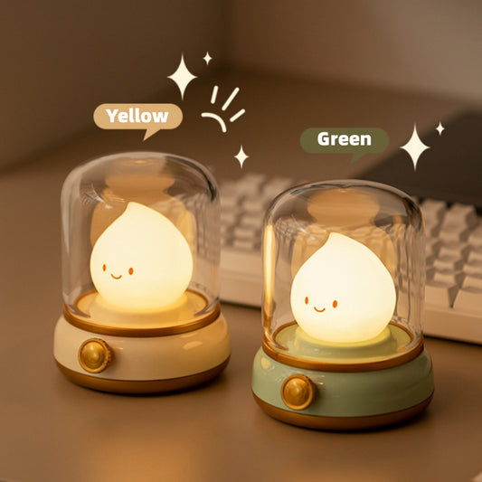Mini LED Nachtlampe USB in Gelb und Grün, niedliches Retro-Design mit dimmbaren Licht für gemütliche Atmosphäre.
