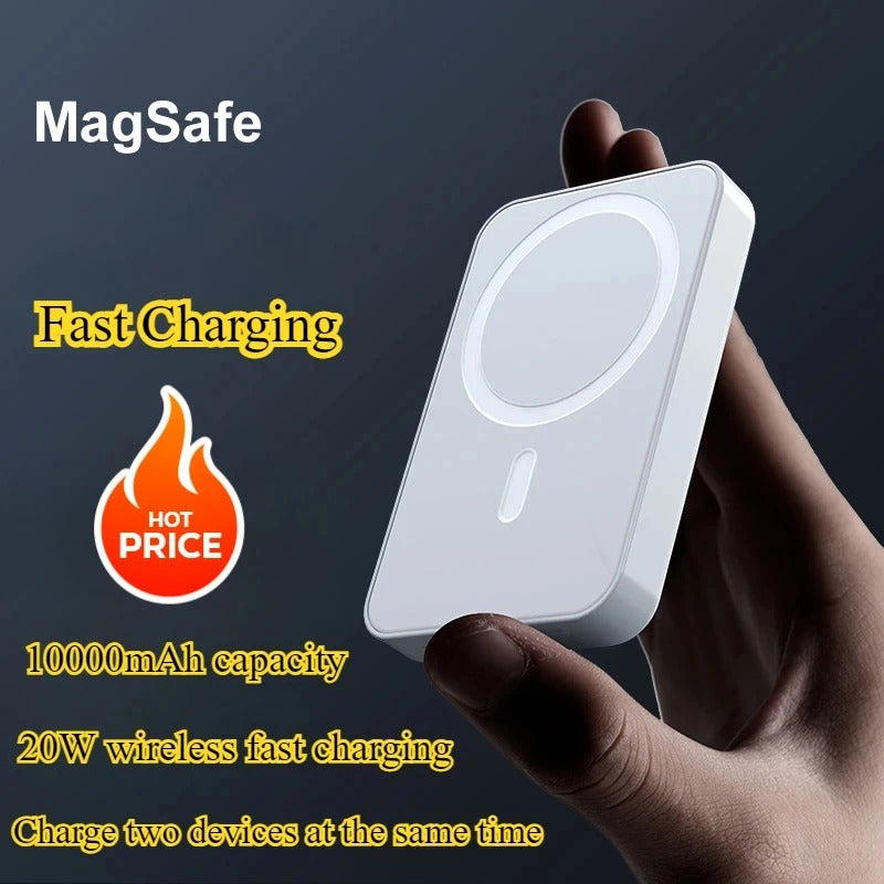 Magnetische Wireless Powerbank am Smartphone befestigt