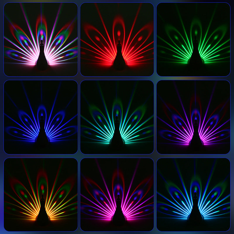 3D Pfau Wandlampe mit bunter LED Beleuchtung