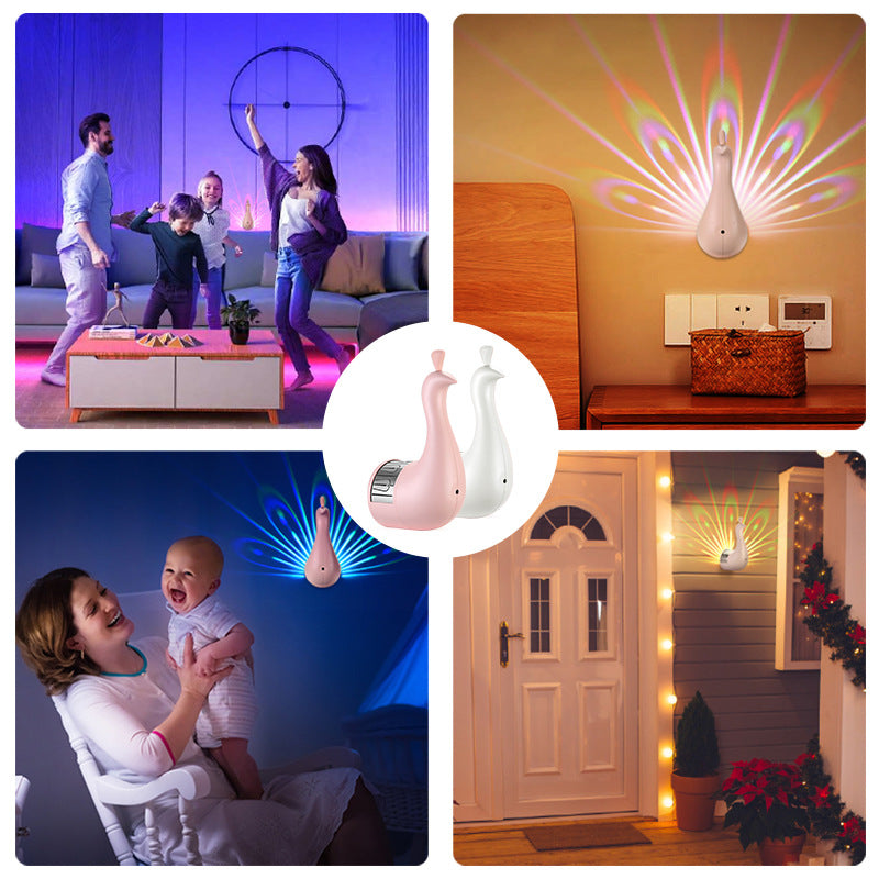 3D Pfau Wandlampe mit bunter LED Beleuchtung