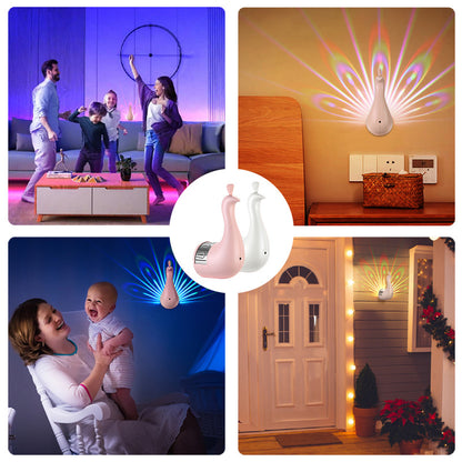 3D Pfau Wandlampe mit bunter LED Beleuchtung
