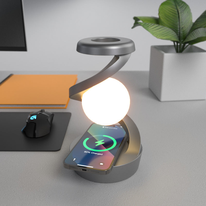 Mond Tischlampe Wireless Charging auf Nachttisch